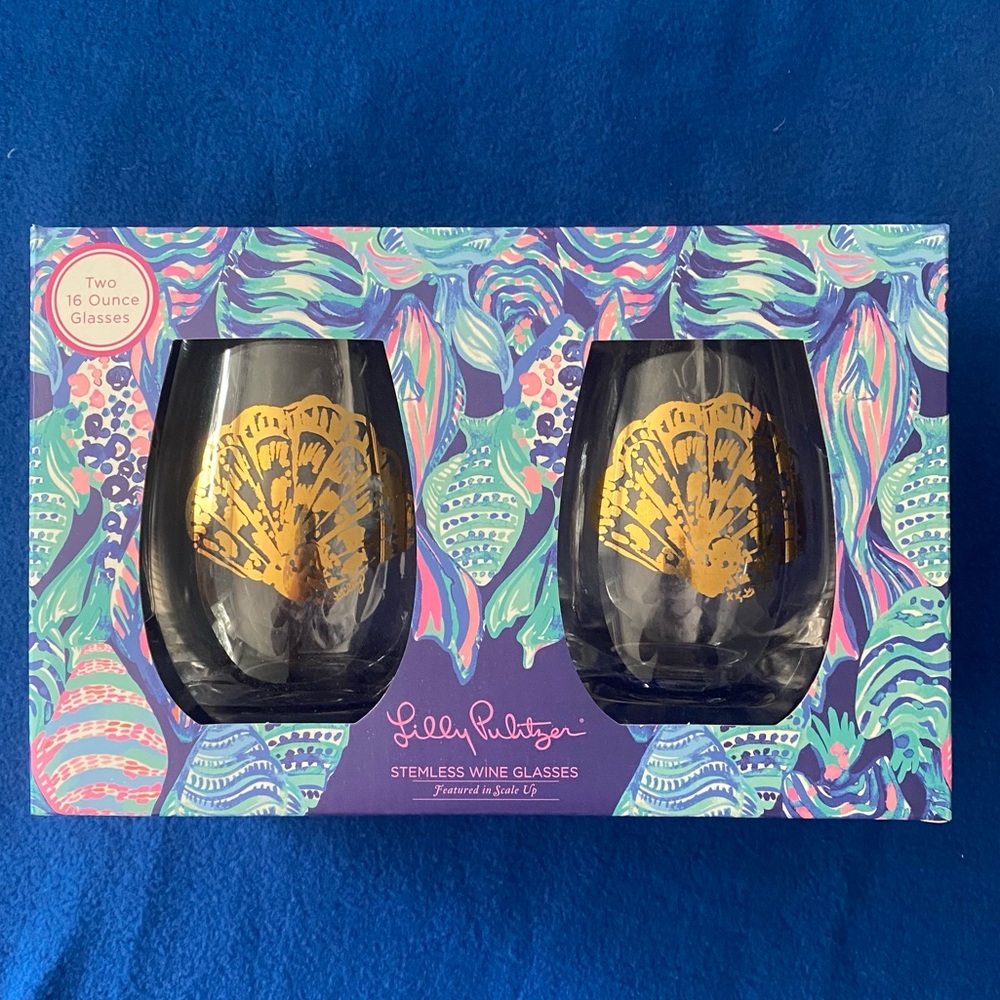 NWT Lilly Pulitzer Stemless 16oz Wine Glasses